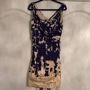 Suzi Chin for Maggy Boutique Navy and Cream Mini Dress